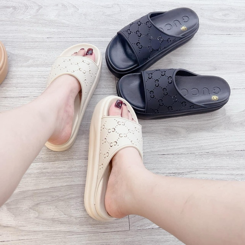 Dép Bánh Mì Quai Ngang Đế Bằng Cao 5cm Chống Nước