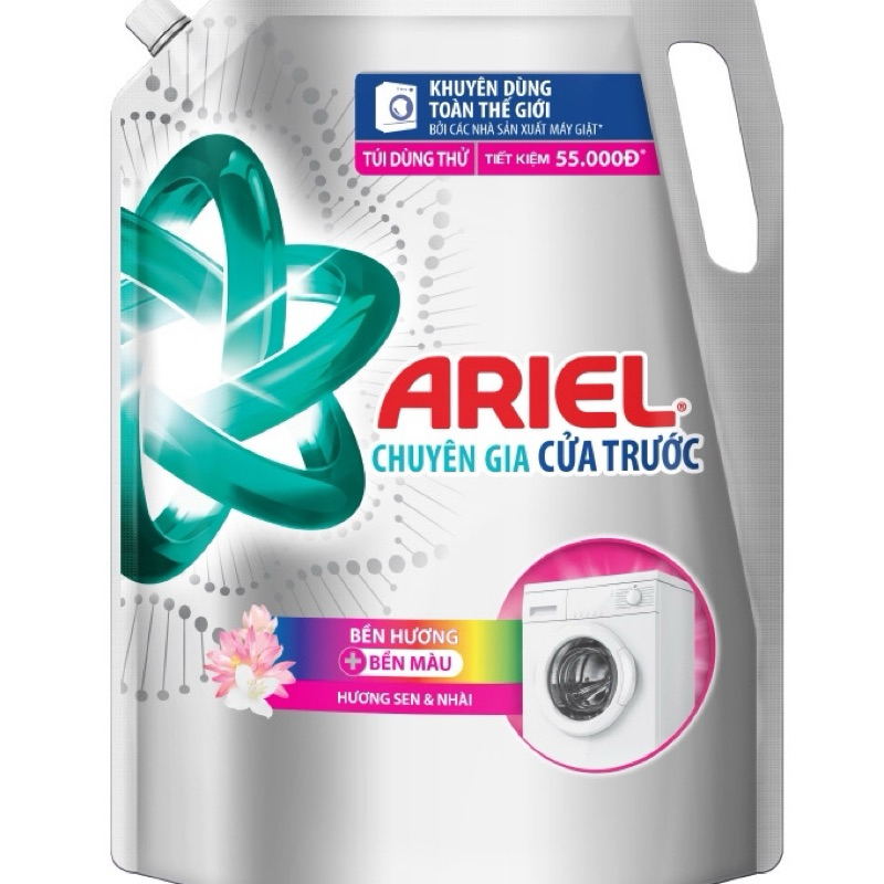 Túi Nước giặt Ariel cửa trước bền hương bền mầu hương sen nhài hàng công ty