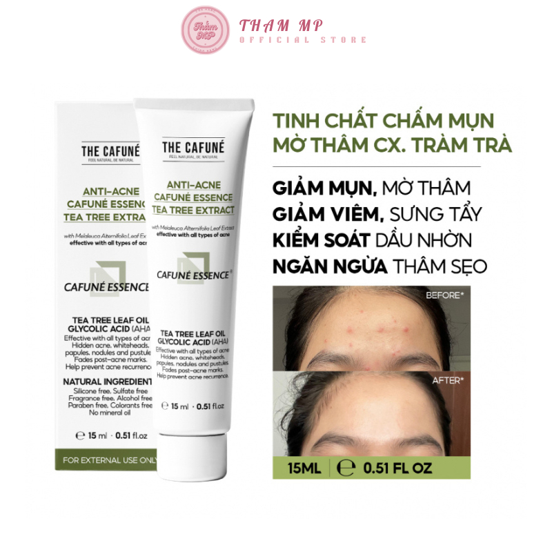 Kem giảm mụn The CafuNé Essence Chính Hãng 15ml Gel Tinh Chất Dưỡng Bôi Giảm Mờ Thâm Lột Mụn Dầu Ẩn Đầu Đen Trứng Cá