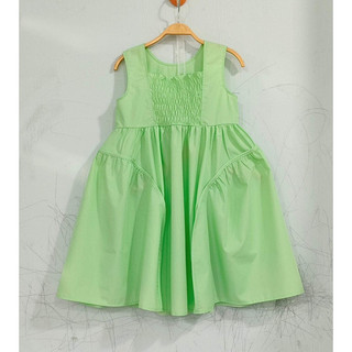 Đầm/ váy bé gái thô cotton xanh bơ xinh xắn by From June
