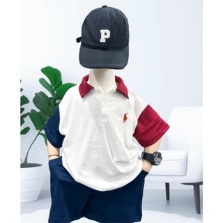 Đồ bộ bé trai - Bộ quần áo bé trai phối tay hottrend hè 2024 - Set Polo thêu logo ngựa vải cotton từ 12-25kg - SUN KID'S