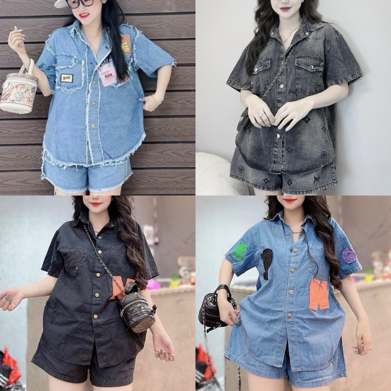 SET ÁO SƠ MI JEANS KÈM SHORT (KÈM VIDEO HÌNH THẬT)