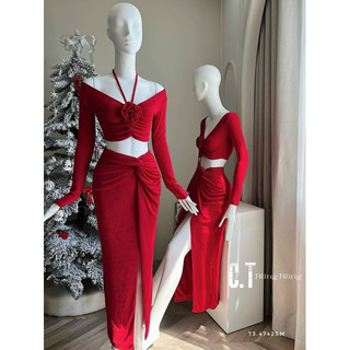 Set đầm đi tiệc sexy xẻ đùi sang chảnh a19