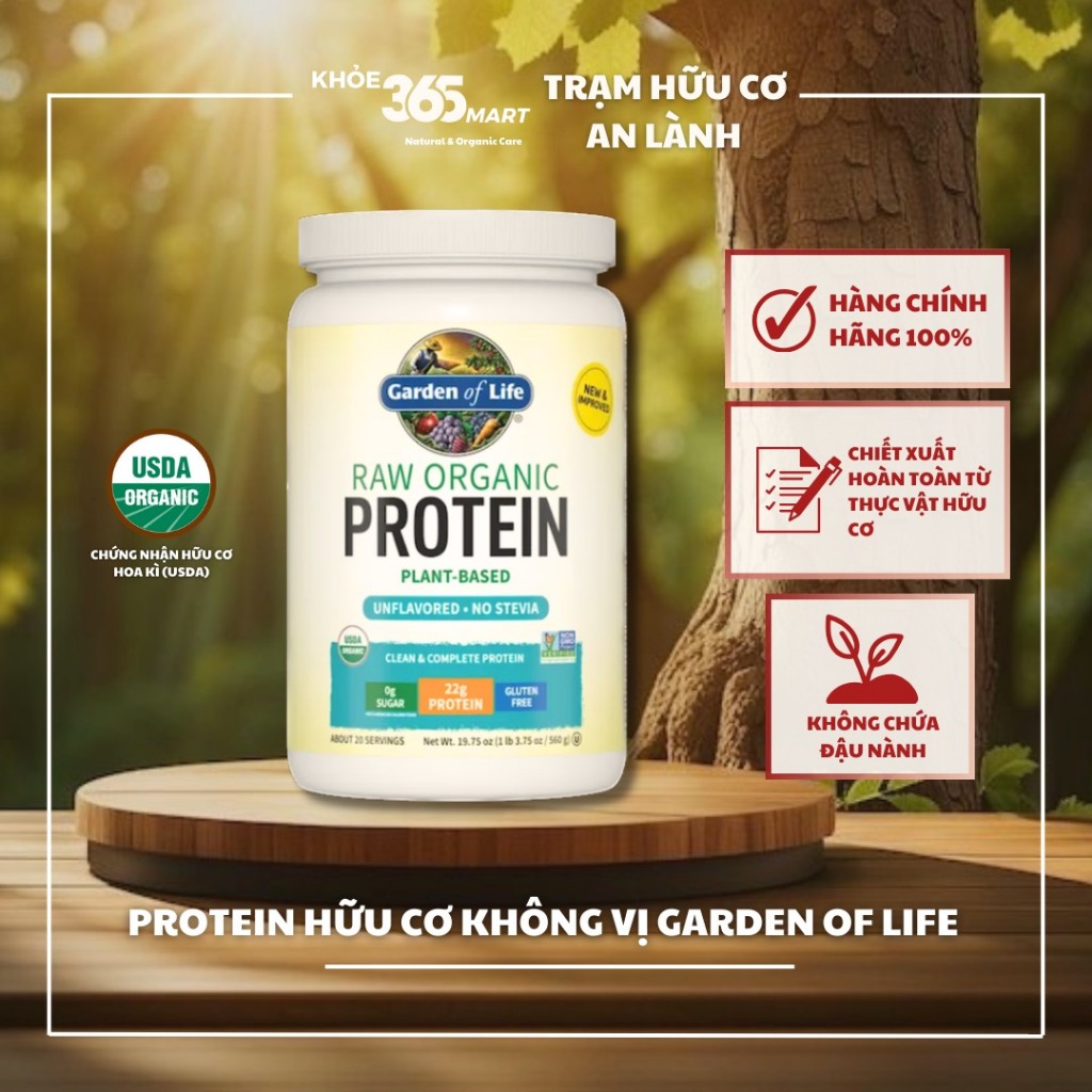 Protein Hữu Cơ Từ Thực Vật Garden Of Life Không Vị 560G (Uflavored)