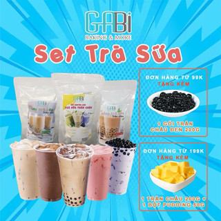 Set nguyên liệu trà sữa trân châu hồng trà/trà lài (10 cốc)