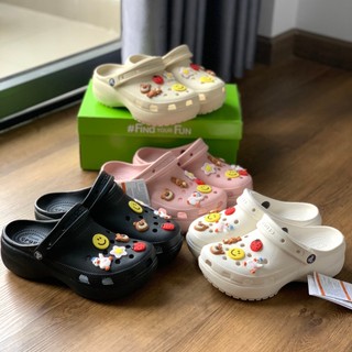 Dép cross classic sandal crush clog nữ đế cao 5cm tặng 12 jib ngẫu nhiên. dép sục crocs nữ 5cm chất liệu cao câp - knb