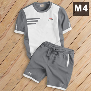 Bộ Đô Cộc Lining Nam Nữ Mùa Hè, Bộ Quần Áo Mùa Hè Phối Họa Tiết TOMMY Phong Cách Boy Phố Chất Cotton