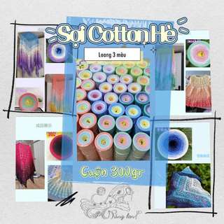Sợi cotton hè loang 3 màu - siêu nhẹ, mềm, mát - cuộn 300g