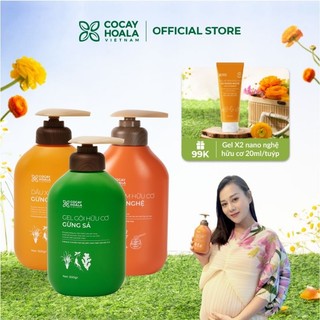Dầu gội hữu cơ gừng sả ngăn tóc bết dầu, giảm gàu Cỏ Cây Hoa Lá 500g & sữa tắm hữu cơ gừng nghệ 500g