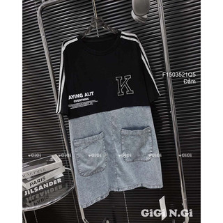 Đầm thun ngực in chữ k phối jean sang trọng VIENS STORE