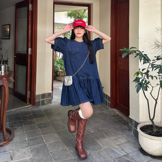 OMI DRESS - Đầm denim dáng babydoll - AIMEE