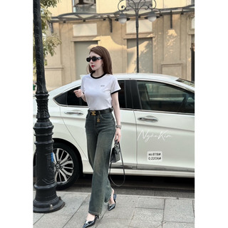 Quần jean suông kèm đai nữ hàng QC
