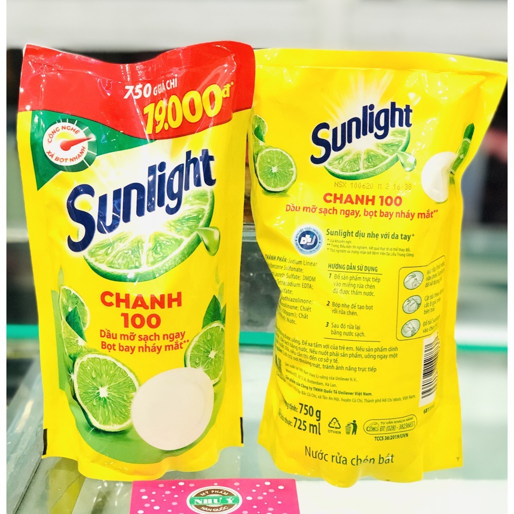 Nước rửa chén Sunlight chanh 100 túi 3.5kg