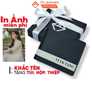 Ví nam khắc tên theo yêu cầu có Khóa kéo, full Hộp Túi Thiệp Nơ làm quà tặng PQ Leather PV27 da saffiano nhập khẩu
