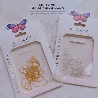 Dây bi xích trang trí móng hàn nhật bạc-vàng túi 100cm