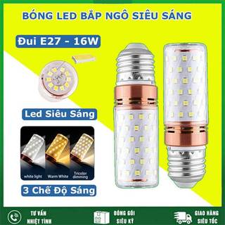 Bóng đèn led siêu sáng đui xoáy E27 công suất 16W 3 chế độ màu Trắng, Vàng, Trung Tính, bóng led đuôi xoáy hình bắp ngô