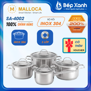 Bộ nồi inox cao cấp 3 lớp malloca sa-4002