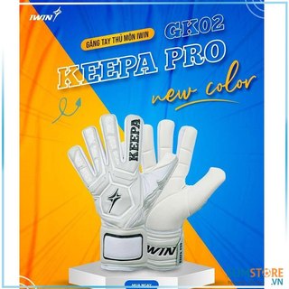 Găng tay thủ môn iwin keepa pro gk 02 trắng - găng tay dễ dàng bắt bóng