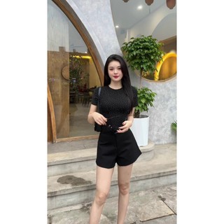 Áo Phông Nữ Cộc Tay Logo Ngực Đá Bling Bling GOSS GTA1001 Áo Thun Nữ Form Xuông Đá Lấp Lánh Thời Trang Hot Hit