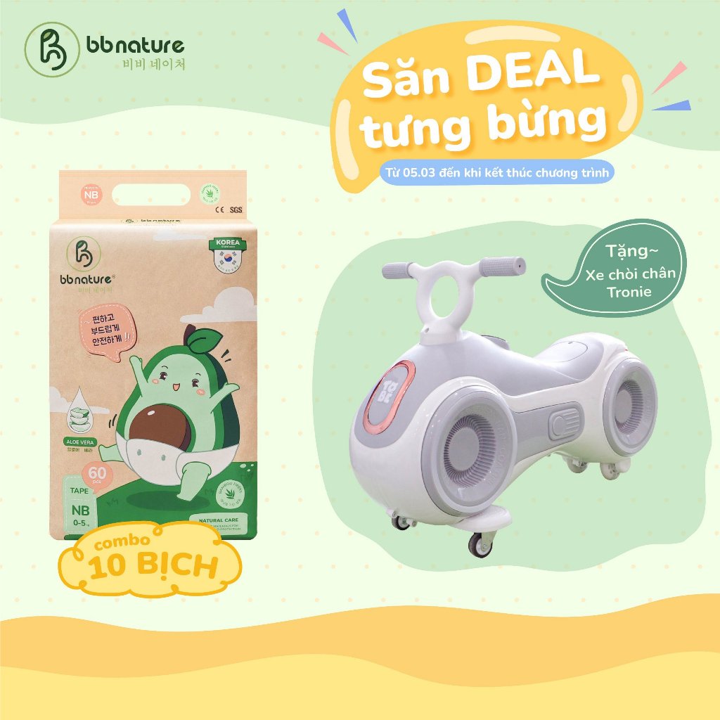 (LINK quà tặng bỉm BB) Tã bỉm BB Nature cho bé đủ size NB/Dán S,M / Quần M,L,XL,XXL,3XL,4XL