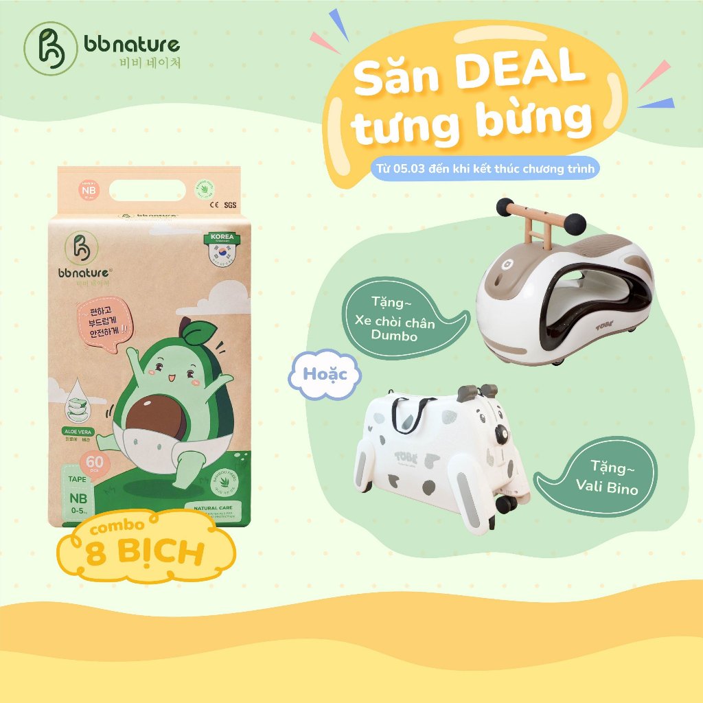 (LINK quà tặng bỉm BB) Tã bỉm BB Nature cho bé đủ size NB/Dán S,M / Quần M,L,XL,XXL,3XL,4XL