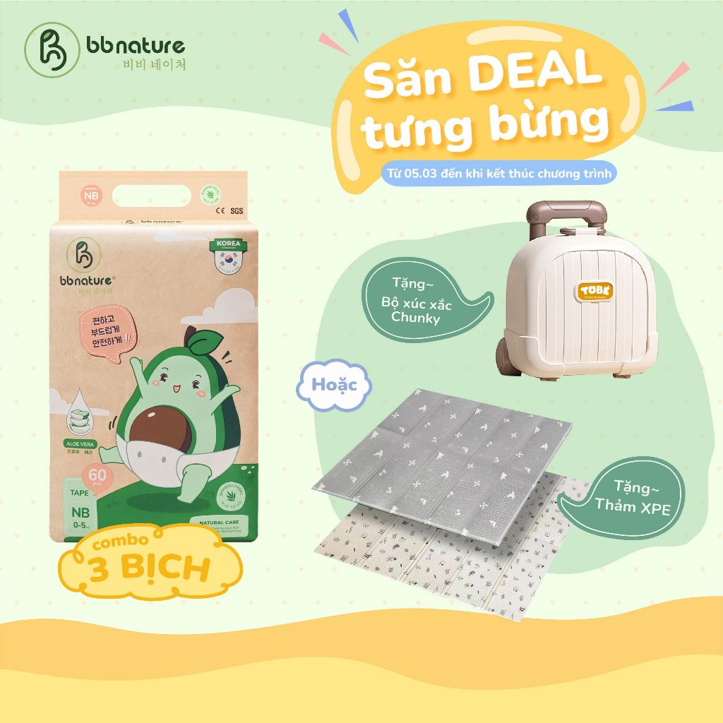 (LINK quà tặng bỉm BB) Tã bỉm BB Nature cho bé đủ size NB/Dán S,M / Quần M,L,XL,XXL,3XL,4XL