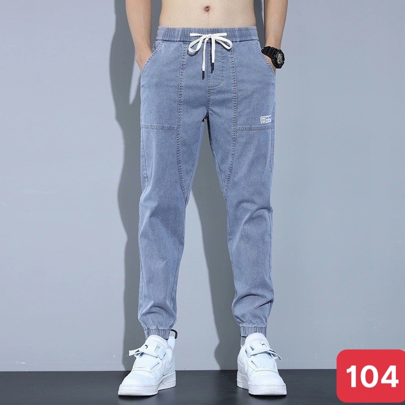 Quần Jean Nam Lưng Thun ống bo chân chất bò cao cấp co dãn Quần jogger nam QJ104