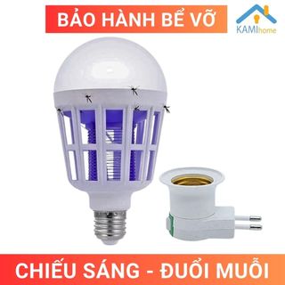 (Combo Đèn + Đui xoáy) Đèn bắt diệt muỗi côn trùng tự động kiêm bóng đèn led chiếu sáng mã 38000