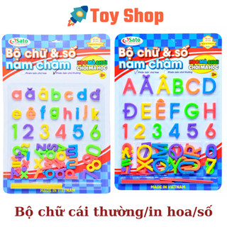 Bộ chữ cái và bộ chữ số nam châm từ nhựa an toàn cho bé.