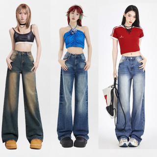 Quần Jean Nữ Màu RETRO CẠP CAO MIAA Phong Cách Hàn Quốc, Quần jean ống Rộng Lưng Cao MÀU WASH chất denim BIGSIZE Nam nữ