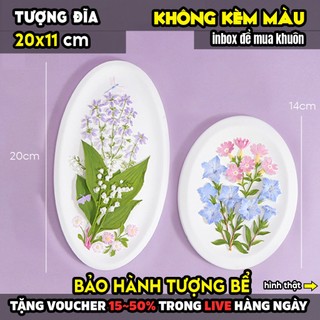 Tượng tô màu, ĐĨA HOA MÙA XUÂN, size XL-2XL, thạch cao trắng (Không kèm màu), luyện vẽ, decor