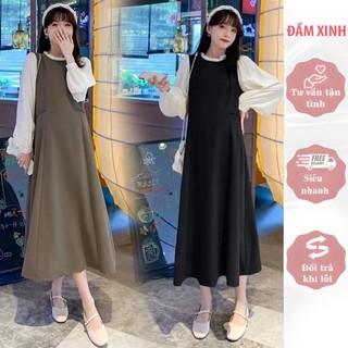 ĐẦM XINH V454-Váy thời trang công sở xuân hè thiết kế dáng suông dài tay cổ viền bèo tiểu thư sang chảnh chất vải mềm