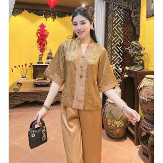 Bộ đi lễ chùa nâu đồng - đồ lam đi chùa