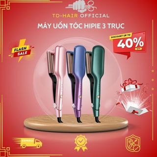 Máy uốn xoăn sóng hippie 3 trục máy làm tóc xoăn gợn sóng nước dập xoăn lượn sóng 2in1 hàn quốc cao cấp mới