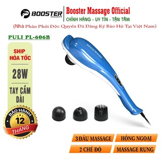 Máy massage cầm tay cá heo puli pl-606b - 3 đầu matxa, công suất 28w