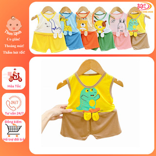 MK499 (6-16KG) Bộ áo ba lỗ quần cộc phối tai in hình chất thun lạnh mỏng mềm, mát cho bé dưới 3 tuổi