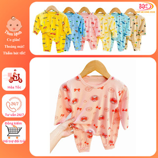MK498 (6-15KG) Bộ áo dài tay quần dài in họa tiết chất thun lạnh mỏng mềm, mát cho bé dưới 2,5 tuổi
