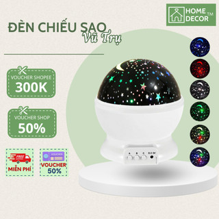 Đèn ngủ chiếu sao vũ trụ, chiếu hình trăng sao xoay 360 độ ánh sáng ban đêm, đèn ngủ, decor phòng ngủ cực chill