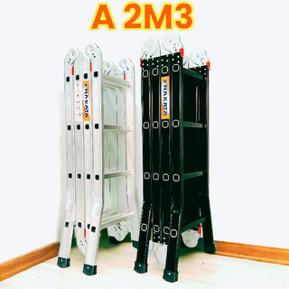 Thang nhôm gấp xếp 4 đoạn đa năng chữ A 2m3 duỗi thẳng 4m7 NAKATA. Bảo hành 2 năm