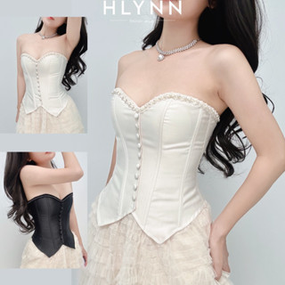 Áo corset dáng dài cúp ngực viền ren vải tafta cao cấp m274