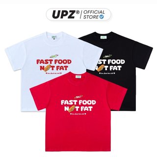 UPZ Áo Thun Cotton Unisex Form Boxy Tay Ngắn In Nổi Họa Tiết Bánh Mì FAST FOOD NOT FAT (3 Màu)