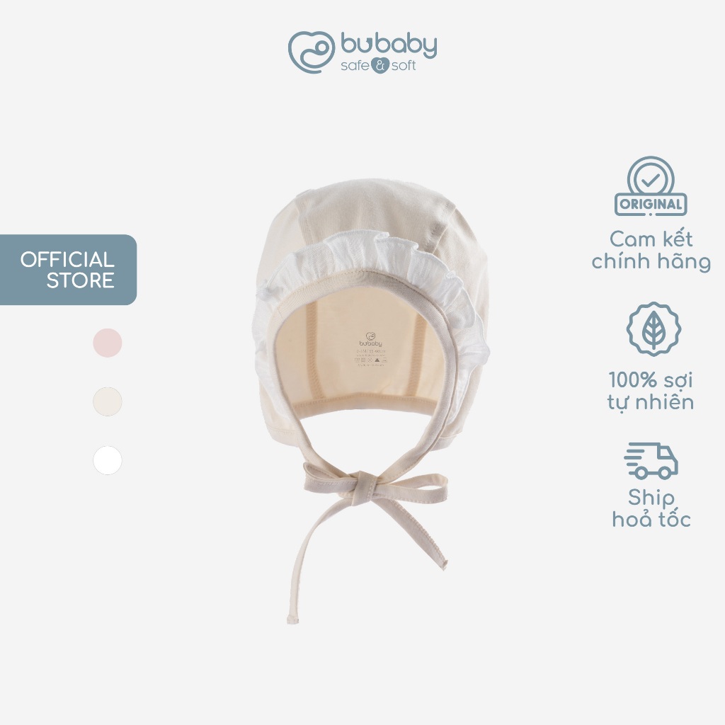 Mũ buộc dây Bonnet Mimo nhún bèo sơ sinh dành cho bé gái - BU Modal Cotton ABC194300 | Phụ kiện BU Baby chính hãng