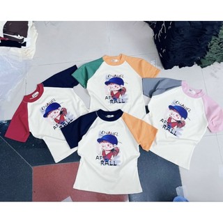 Áo Thun Baby Tee Phối Tay Áo Hai Màu In Hình Cô Gái Siêu Xinh