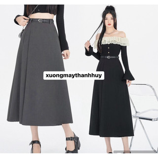 Chân váy xếp ly midi, chân váy dài xếp ly, chân váy dáng a 0103