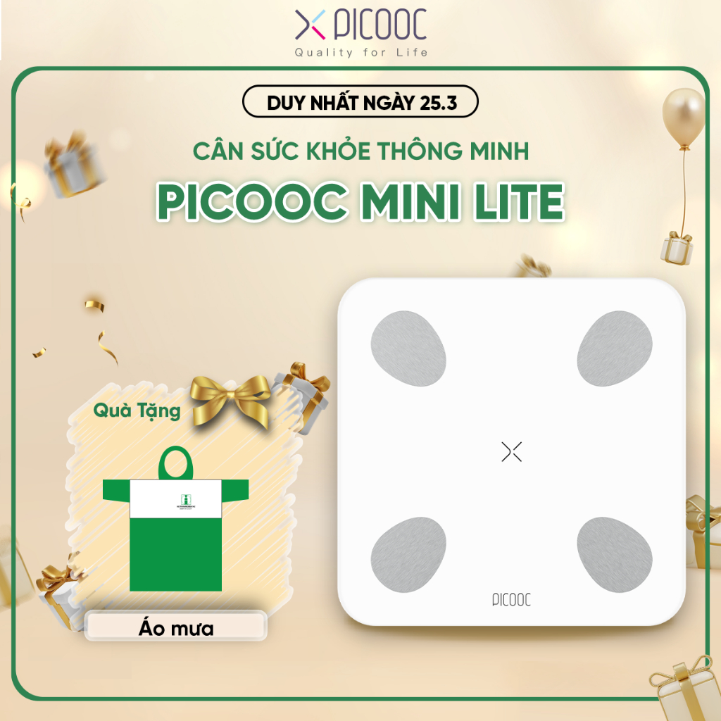 Cân Điện Tử Thông Minh PICOOC Mini Lite - Phân Tích 13 Chỉ Số Cơ Thể - APP TIẾNG VIỆT - BH 12 THÁNG