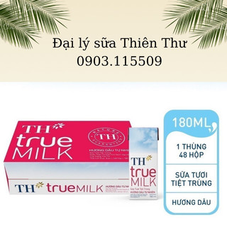 Thùng sữa tươi TH TRUE MILK hương dâu 180ml - date 11/2024