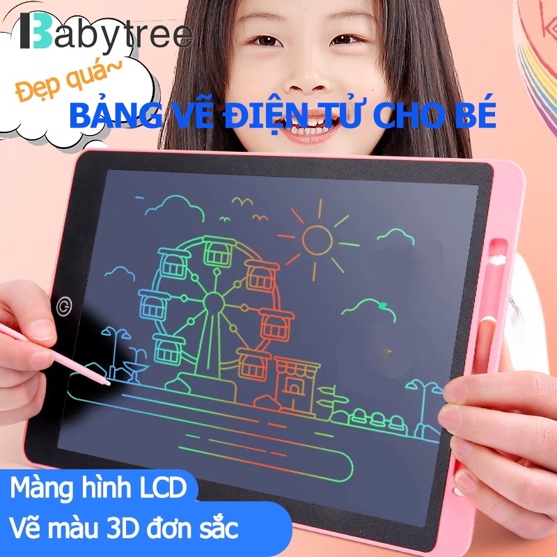Bảng vẽ tự xóa BABYTREE màn hình LCD thông minh không bụi mịn dễ dàng sử