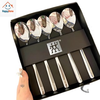  Set 5 thìa inox 304 Đức cao cấp  thìa muỗng inox cán dài dày dặn sang trong tinh tế kèm hộp 
