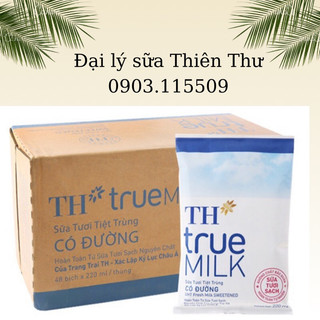 thùng sữa bịch TH TRUE MILK có đường 220ml