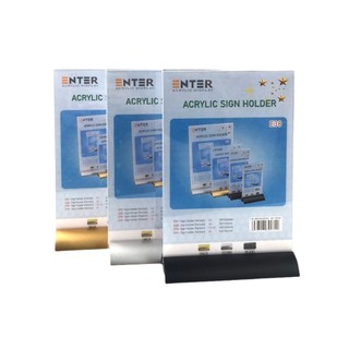 Kệ 2 mặt mica enter e38 150x210mm đế nhôm cao cấp a5